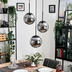 Gastor Suspension, Boule lumineuse 30 cm Chrome, Fumé, 3 lumières