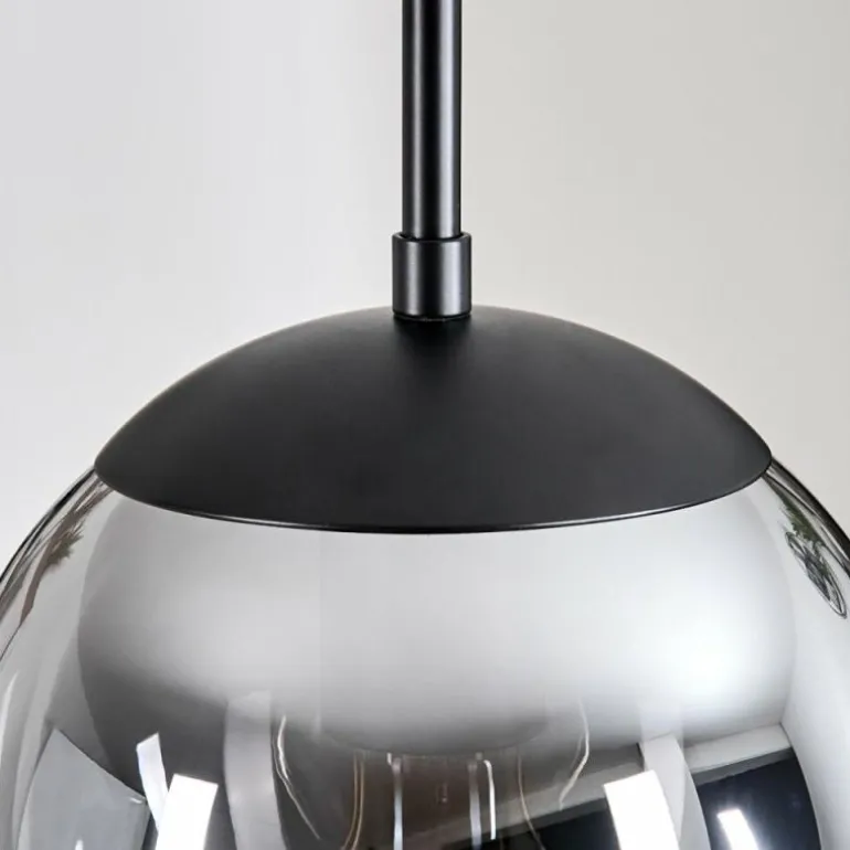 Gastor Suspension, Boule lumineuse 30 cm Chrome, Fumé, 3 lumières