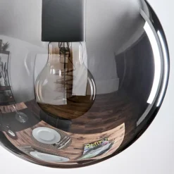 Gastor Suspension, Boule lumineuse 30 cm Chrome, Fumé, 3 lumières