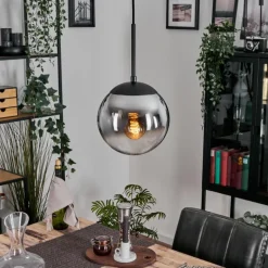 Gastor Suspension, Boule lumineuse Chrome, Clair, Fumé, 1 lumière