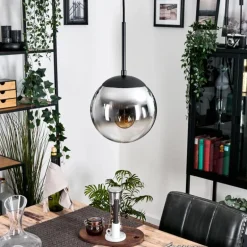 Gastor Suspension, Boule lumineuse Chrome, Clair, Fumé, 1 lumière
