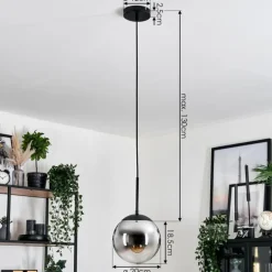 Gastor Suspension, Boule lumineuse Chrome, Clair, Fumé, 1 lumière