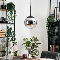 Gastor Suspension, Boule lumineuse Chrome, Clair, Fumé, 1 lumière