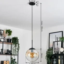 Gastor Suspension, Boule lumineuse 25 cm Ambre, Clair, 1 lumière