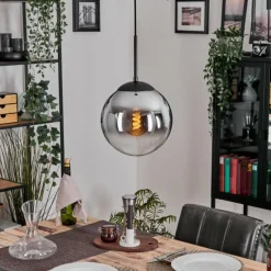 Gastor Suspension, Boule lumineuse 25 cm Chrome, Clair, Fumé, 1 lumière