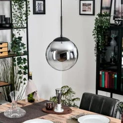 Gastor Suspension, Boule lumineuse 25 cm Chrome, Clair, Fumé, 1 lumière