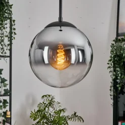 Gastor Suspension, Boule lumineuse 25 cm Chrome, Clair, Fumé, 1 lumière