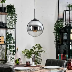 Gastor Suspension, Boule lumineuse 25 cm Chrome, Clair, Fumé, 1 lumière