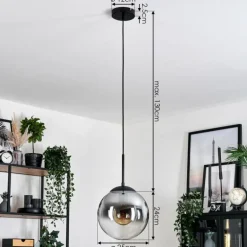 Gastor Suspension, Boule lumineuse 25 cm Clair, Fumé, 1 lumière