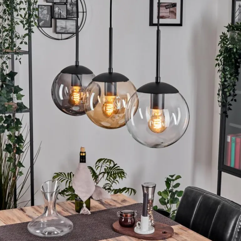 Gastor Suspension, Boule lumineuse Ambre, Clair, Fumé, 3 lumières