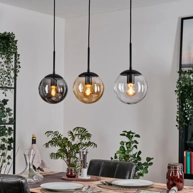 Gastor Suspension, Boule lumineuse Ambre, Clair, Fumé, 3 lumières