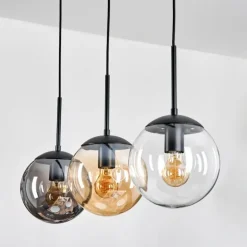 Gastor Suspension, Boule lumineuse Ambre, Clair, Fumé, 3 lumières