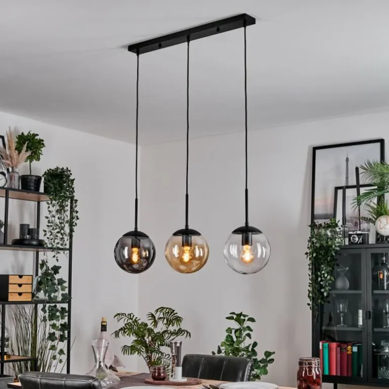 Gastor Suspension, Boule lumineuse Ambre, Clair, Fumé, 3 lumières