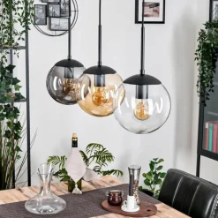 Gastor Suspension, Boule lumineuse Ambre, Clair, Fumé, 3 lumières