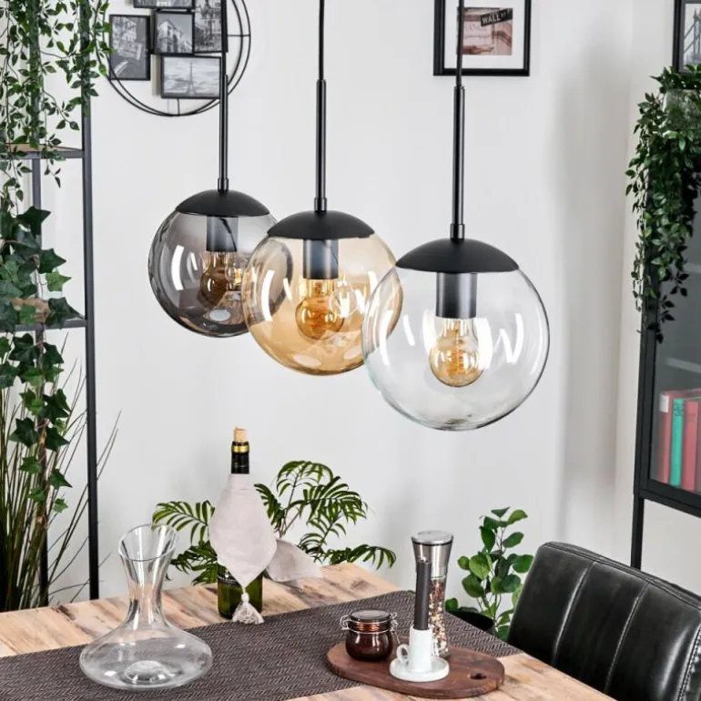 Gastor Suspension, Boule lumineuse Ambre, Clair, Fumé, 3 lumières