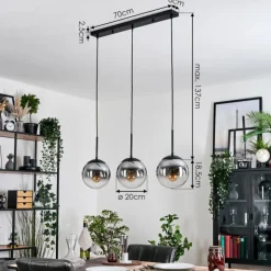 Gastor Suspension, Boule lumineuse Clair, Fumé, 3 lumières