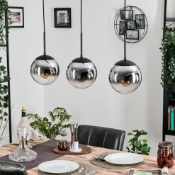 Gastor Suspension, Boule lumineuse Chrome, Clair, Fumé, 3 lumières