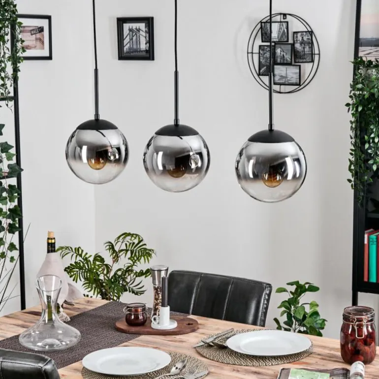 Gastor Suspension, Boule lumineuse Chrome, Clair, Fumé, 3 lumières