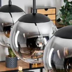 Gastor Suspension, Boule lumineuse Chrome, Clair, Fumé, 3 lumières