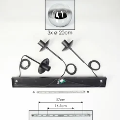 Gastor Suspension, Boule lumineuse Chrome, Clair, Fumé, 3 lumières