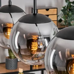 Gastor Suspension, Boule lumineuse Chrome, Clair, Fumé, 3 lumières