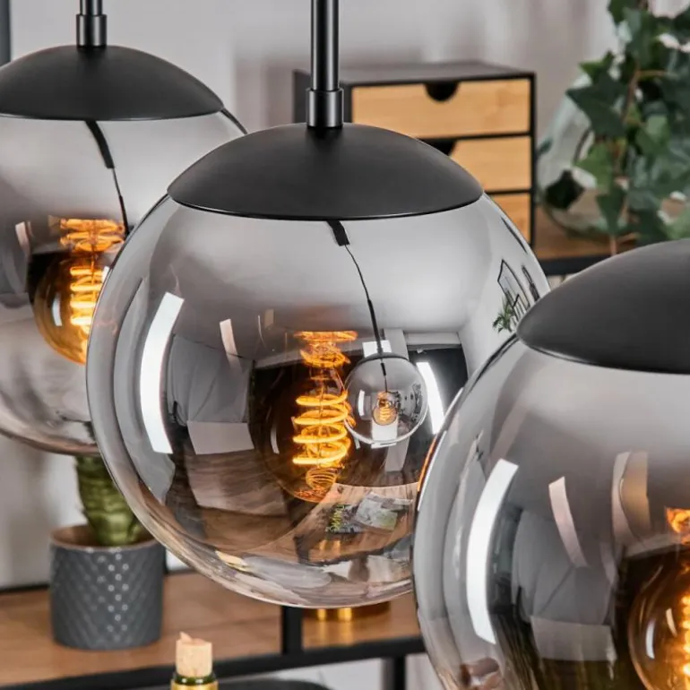 Gastor Suspension, Boule lumineuse Chrome, Clair, Fumé, 3 lumières
