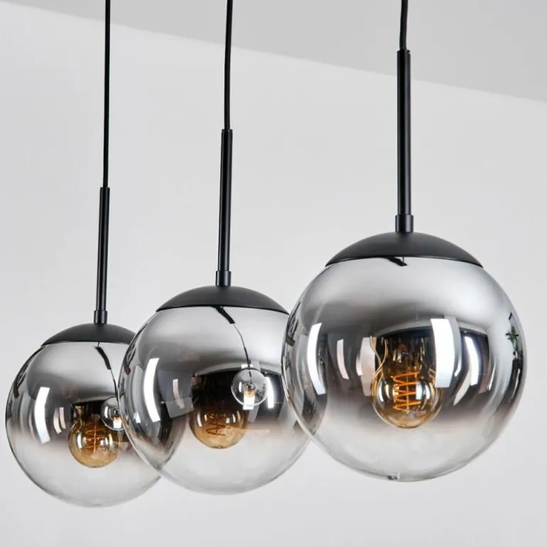 Gastor Suspension, Boule lumineuse Chrome, Clair, Fumé, 3 lumières