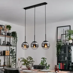 Gastor Suspension, Boule lumineuse Chrome, Clair, Fumé, 3 lumières