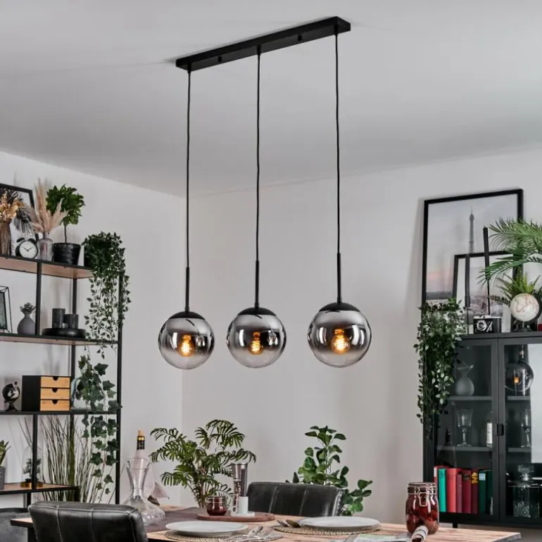 Gastor Suspension, Boule lumineuse Chrome, Clair, Fumé, 3 lumières