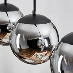 Gastor Suspension, Boule lumineuse Chrome, Fumé, 3 lumières