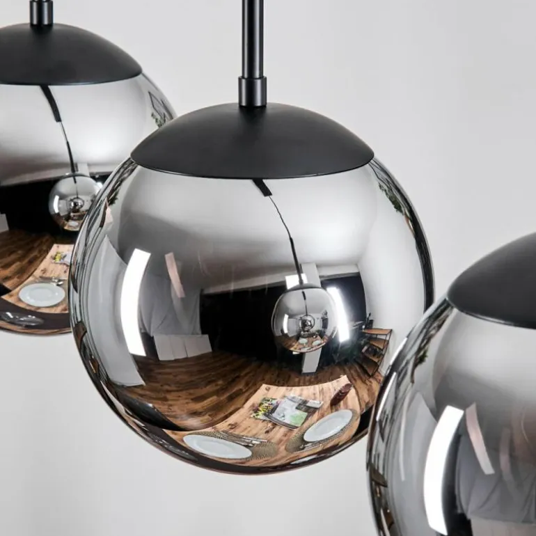 Gastor Suspension, Boule lumineuse Chrome, Fumé, 3 lumières
