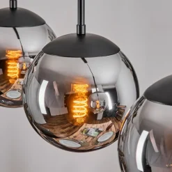 Gastor Suspension, Boule lumineuse Chrome, Fumé, 3 lumières