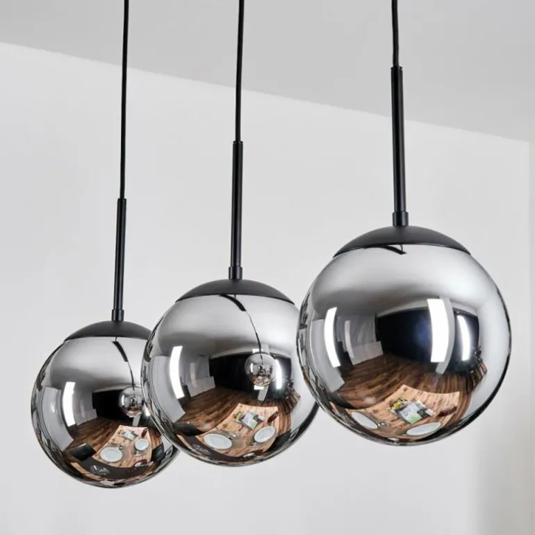 Gastor Suspension, Boule lumineuse Chrome, Fumé, 3 lumières