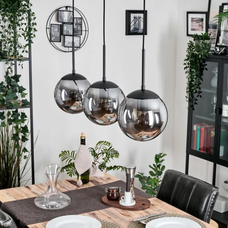 Gastor Suspension, Boule lumineuse Clair, Fumé, 3 lumières