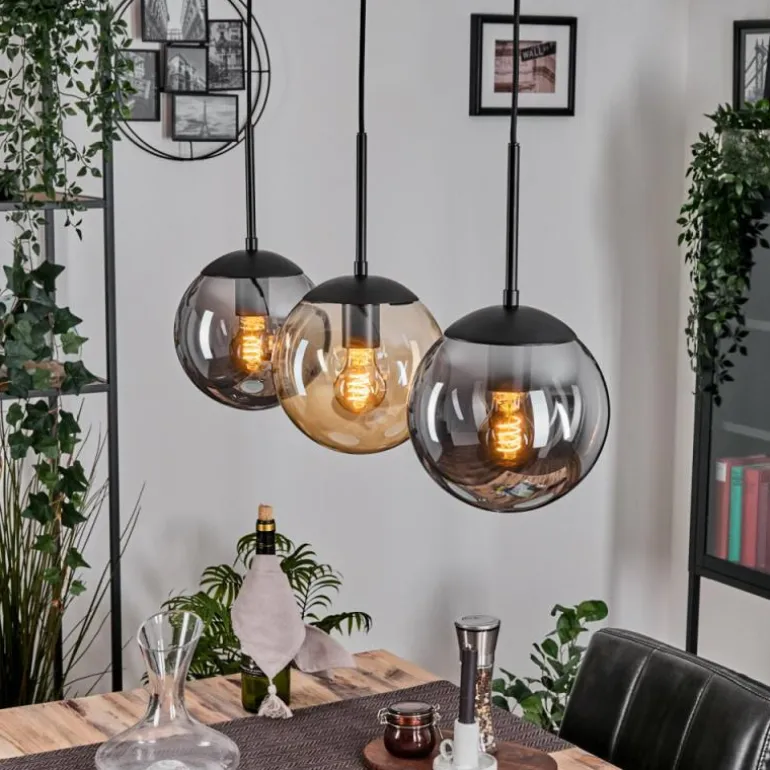 Gastor Suspension, Boule lumineuse Ambre, Clair, Fumé, 3 lumières