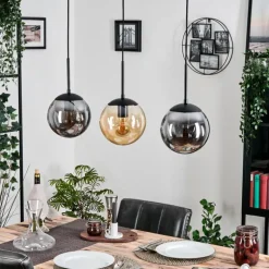 Gastor Suspension, Boule lumineuse Ambre, Clair, Fumé, 3 lumières