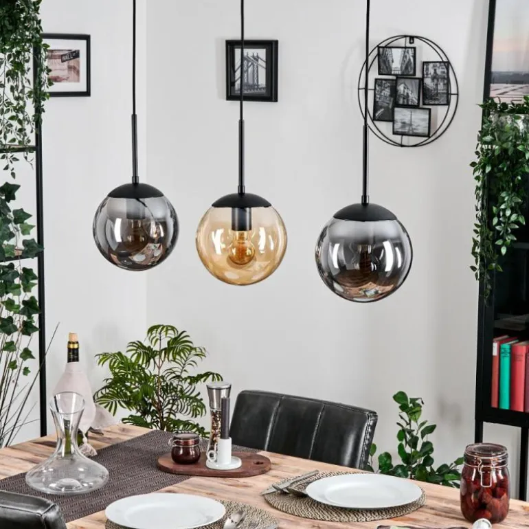 Gastor Suspension, Boule lumineuse Ambre, Clair, Fumé, 3 lumières