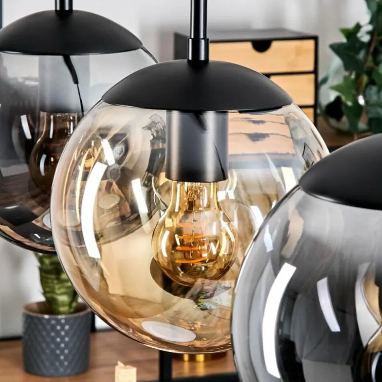 Gastor Suspension, Boule lumineuse Ambre, Clair, Fumé, 3 lumières