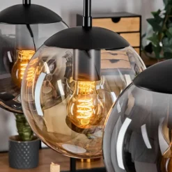 Gastor Suspension, Boule lumineuse Ambre, Clair, Fumé, 3 lumières
