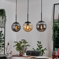 Gastor Suspension, Boule lumineuse Ambre, Clair, Fumé, 3 lumières