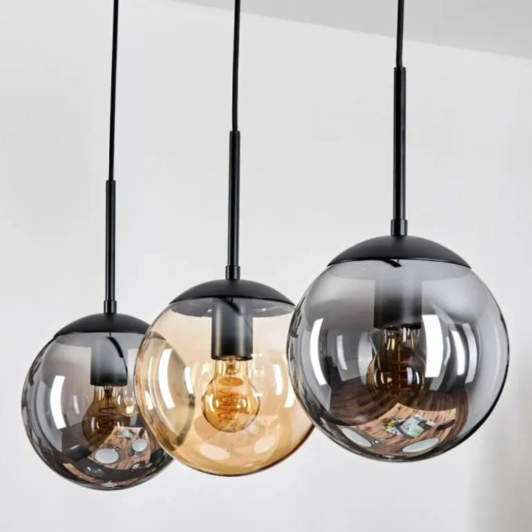 Gastor Suspension, Boule lumineuse Ambre, Clair, Fumé, 3 lumières