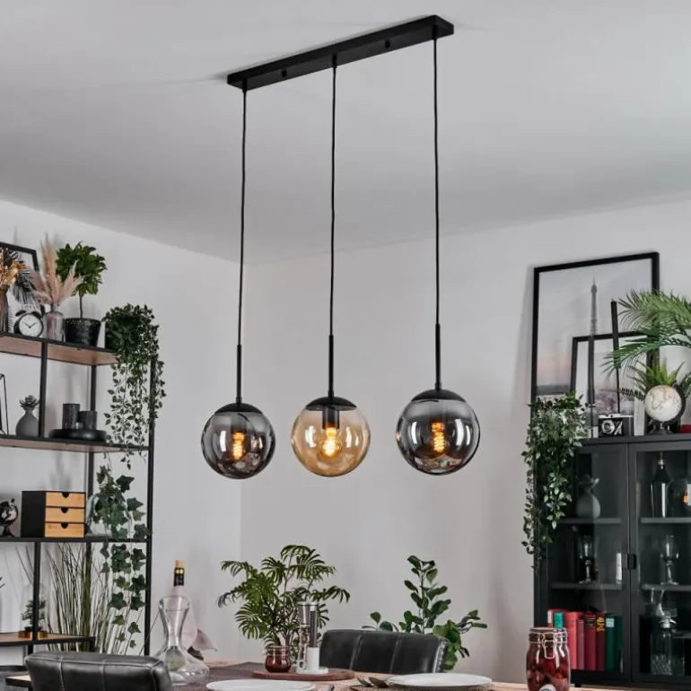 Gastor Suspension, Boule lumineuse Ambre, Clair, Fumé, 3 lumières
