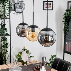 Gastor Suspension, Boule lumineuse Ambre, Clair, Fumé, 3 lumières