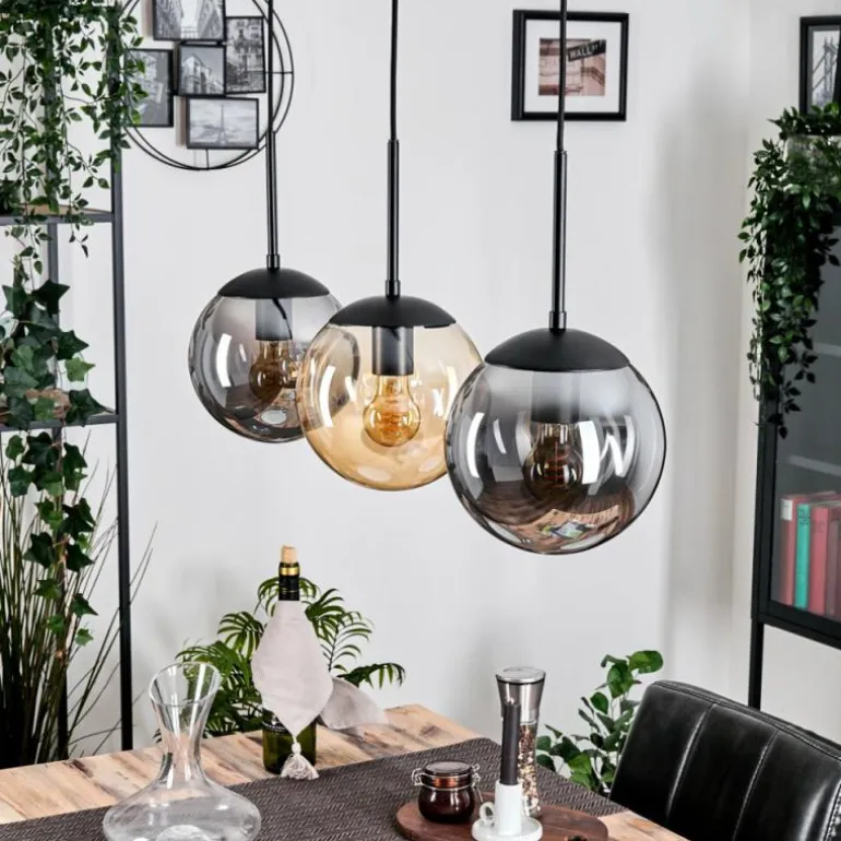 Gastor Suspension, Boule lumineuse Ambre, Clair, Fumé, 3 lumières