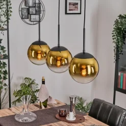 Gastor Suspension, Boule lumineuse Or, Clair, 3 lumières
