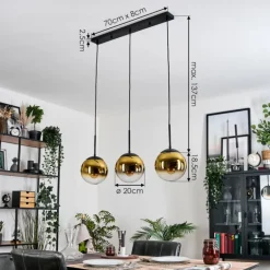 Gastor Suspension, Boule lumineuse Or, Clair, 3 lumières