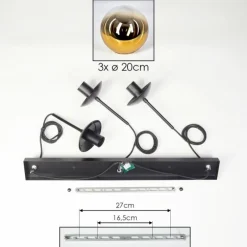Gastor Suspension, Boule lumineuse Or, Clair, 3 lumières