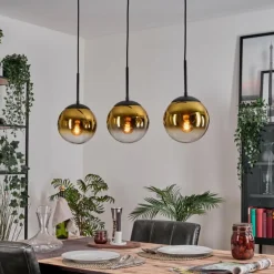 Gastor Suspension, Boule lumineuse Or, Clair, 3 lumières