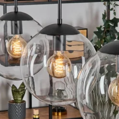 Gastor Suspension, Boule lumineuse Noir, 3 lumières