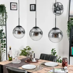 Gastor Suspension, Boule lumineuse Noir, 3 lumières